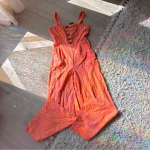 Linen Spring Orange Jumpsuit